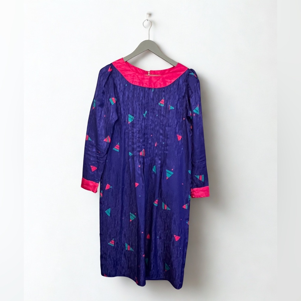 🪡Flawed Gem Vintage 80's Flora Kung Abstract Shift  Dress Size 6 Petite